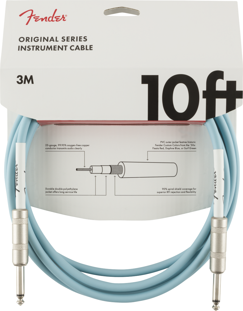 This is an image of the Fender Original Series Instrument Cables Daphne Blue 10'